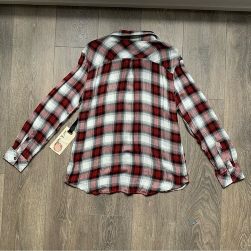 Anthropologie Ash and Ember Button Down front Shirt Plaid Flannel Size XS - Picture 15 of 16